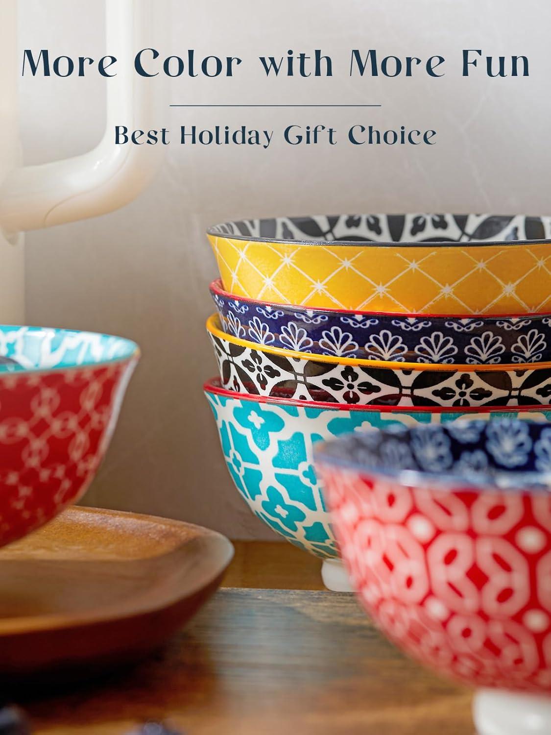 imageDOWAN 10oz Small Bowls Set of 6  Versatile Ice Cream BowlsDurable Small Ceramic Bowl for Cereal Soup Snacks Colorful Decorative Bowls ampamp Microwave SafeMulticolor