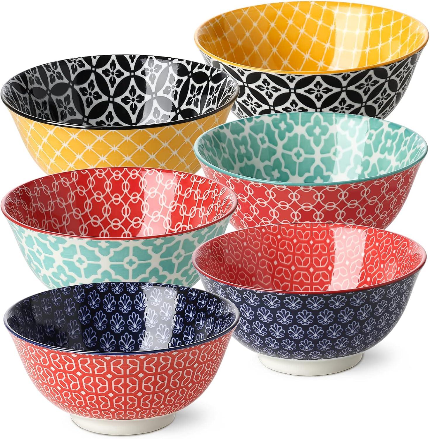 imageDOWAN 10oz Small Bowls Set of 6  Versatile Ice Cream BowlsDurable Small Ceramic Bowl for Cereal Soup Snacks Colorful Decorative Bowls ampamp Microwave SafeMulticolor