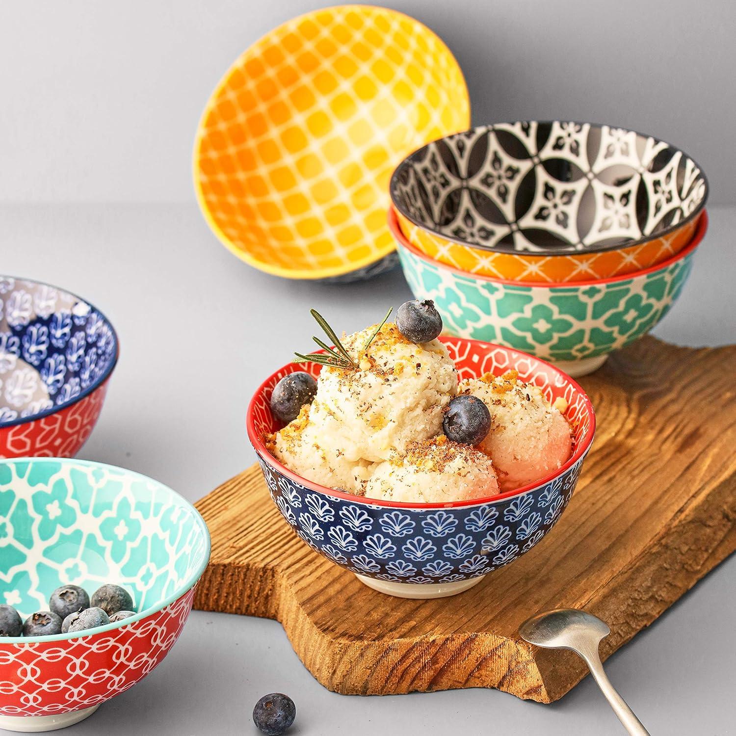 imageDOWAN 10oz Small Bowls Set of 6  Versatile Ice Cream BowlsDurable Small Ceramic Bowl for Cereal Soup Snacks Colorful Decorative Bowls ampamp Microwave SafeMulticolor
