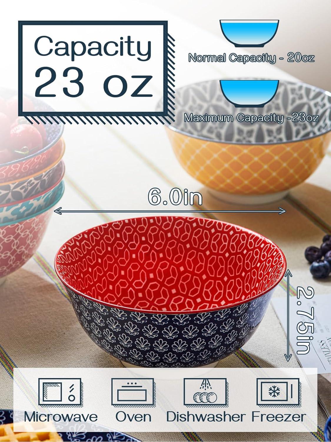 imageDOWAN 10oz Small Bowls Set of 6  Versatile Ice Cream BowlsDurable Small Ceramic Bowl for Cereal Soup Snacks Colorful Decorative Bowls ampamp Microwave SafeMulticolor