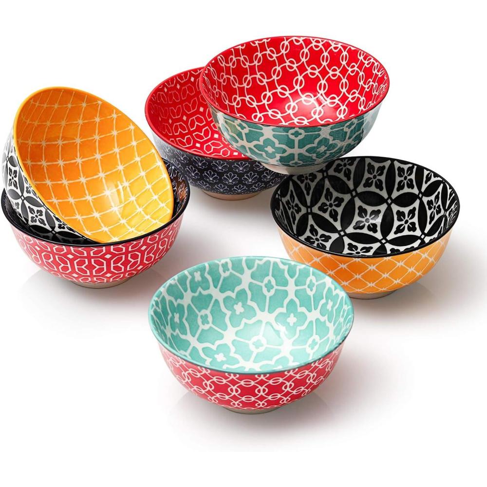 imageDOWAN 10oz Small Bowls Set of 6  Versatile Ice Cream BowlsDurable Small Ceramic Bowl for Cereal Soup Snacks Colorful Decorative Bowls ampamp Microwave SafeMulticolor