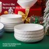 imageDOWAN 10 Pasta Bowls Set of 4 54 oz Textured Motif Large Salad Serving Bowls Ceramic Plates White Soup Bowl for Kitchen Meal Prep Shallow Dishes Dinner Bowl Microwave TablewareWhite