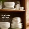 imageDOWAN 10 Pasta Bowls Set of 4 54 oz Textured Motif Large Salad Serving Bowls Ceramic Plates White Soup Bowl for Kitchen Meal Prep Shallow Dishes Dinner Bowl Microwave TablewareWhite