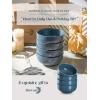 imageDOWAN 85 OZ Small Ceramic Bowls Set of 4  White Bowls for Dessert Dip Side Dishes Ice Cream Fruit Rice  Dishwasher ampamp Microwave SafeAiry Blue