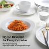imageDOWAN Soup and Pasta Bowls Set of 4 White Porcelain Wide Rim Salad Plates 20 Ounces Microwave ampamp Dishwasher SafeWhite