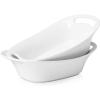 imageDOWAN 925quot Serving Bowls Large Oval Serving Dishes for Wedding and Dinner Parties 35 Oz for Salad Side Dishes Pasta Oval Shape Microwave ampamp Dishwasher Safe Set of 4 White133 Oval with handles2 set