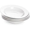 imageDOWAN Soup and Pasta Bowls Set of 4 White Porcelain Wide Rim Salad Plates 20 Ounces Microwave ampamp Dishwasher SafeWhite
