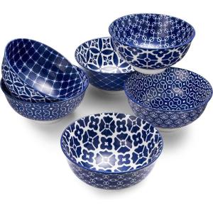 imageDOWAN 10oz Small Bowls Set of 6  Versatile Ice Cream BowlsDurable Small Ceramic Bowl for Cereal Soup Snacks Colorful Decorative Bowls ampamp Microwave SafeVintage Blue