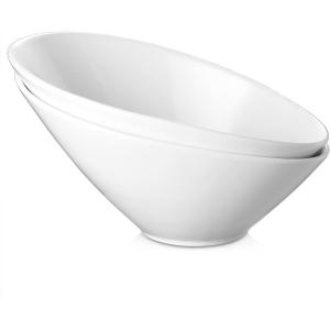 imageDOWAN 23 OZ Slanted Salad Bowls of 2 Packs  95quot Angled Serving Bowls for Salad Pasta Fruit Sauce  Ceramic White Bowls for Restaurant Daily Use  Dishwasher ampamp Microwave Safe