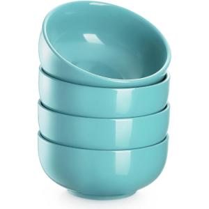 imageDOWAN 85 OZ Small Ceramic Bowls Set of 4  White Bowls for Dessert Dip Side Dishes Ice Cream Fruit Rice  Dishwasher ampamp Microwave SafeTurquoise
