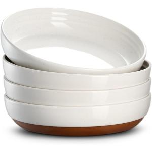 imageDOWAN 975quot Pasta Bowls Set of 4 Large Shallow White Ceramic Salad Bowls 50oz Wide Dinner Bowls for Pasta Soup Salad ampamp Stew Microwave ampamp Dishwasher Safe Housewarming GiftAlabaster white