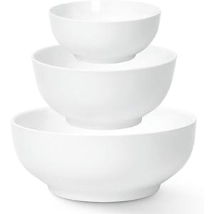 imageDOWAN Ceramic Bowl Set with Lids Serving Bowls with Lids Food Storage Container Porcelain Prep Bowl Small Mixing Bowls for Kitchen Microwave ampamp Dishwasher Safe 64422212 Ounces Set of 4Solid without Lip