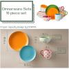 imageDOWAN Ceramic Dinnerware Set Service for 4 16Piece Dish Set Colorful Dinner Plates Dessert Plates Coffee Mugs and Soup Cereal Bowls Set for Home Kitchen Decor Housewarming Gift