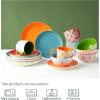 imageDOWAN Ceramic Dinnerware Set Service for 4 16Piece Dish Set Colorful Dinner Plates Dessert Plates Coffee Mugs and Soup Cereal Bowls Set for Home Kitchen Decor Housewarming Gift