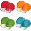 imageDOWAN Ceramic Dinnerware Set Service for 4 16Piece Dish Set Colorful Dinner Plates Dessert Plates Coffee Mugs and Soup Cereal Bowls Set for Home Kitchen Decor Housewarming Gift