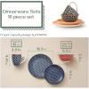 imageDOWAN Ceramic Dinnerware Sets 16 Pieces Dish Set for 4 Decorative Plates and Bowls Sets Porcelain Dinner Salad Plates Mugs and Soup Bowls Set for Kitchen Housewarming Gift
