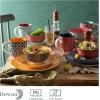 imageDOWAN Ceramic Dinnerware Sets 16 Pieces Dish Set for 4 Decorative Plates and Bowls Sets Porcelain Dinner Salad Plates Mugs and Soup Bowls Set for Kitchen Housewarming Gift