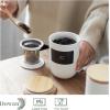 imageDOWAN Coffee Canister 23 OZ 680 ML Kitchen Canisters with Airtight Lid ampamp Chalkboard Farmhouse White Ceramic Canisters Food Storage Containers for Coffee Sugar Tea Salt