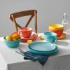 imageDOWAN Plates and Bowls Sets Ceramic Dinnerware Set Embossed 16Piece Dish Set Service for 4 Vibrant Colors Dinner Plates Dessert Plates Coffee Mugs and Cereal Bowls Set for Home Kitchen Decor