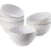 imageDOWAN Ice Cream Bowls 9 OZ Small Bowls Set of 6 45 Inch Ceramic Embossment Stoneware Bowl Kitchen DecorampampHousewarming Gift White Bowls Set for Dessert Fruits Snack Dishwasher ampamp Microwave Safe45 Inch