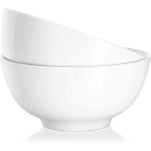 imageDOWAN 22 Ounce Soup and Cereal Bowls Porcelain Serving Salad Bowls Dishwasher ampamp Microwave Safe Centerpiece Serving Bowls WhiteBowl Set for Rice Pasta Oatmeal