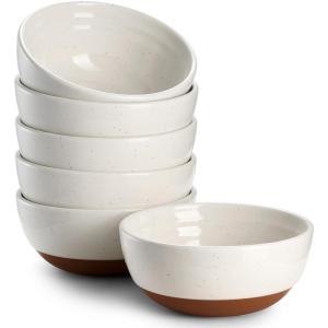 imageDOWAN 23 OZ Ceramic Bowls Set of 6  Alabaster White Bowls with Distributed Specks  Perfect for Soup Cereal Oatmeal Fruit Rice  Dishwasher ampamp Microwave Safe10 OZ