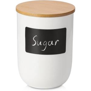 imageDOWAN Coffee Canister 23 OZ 680 ML Kitchen Canisters with Airtight Lid ampamp Chalkboard Farmhouse White Ceramic Canisters Food Storage Containers for Coffee Sugar Tea Salt