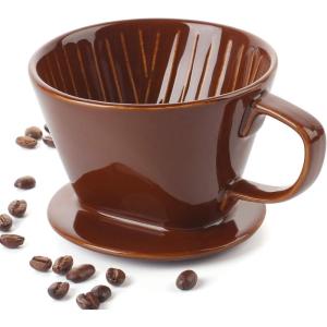 imageDOWAN Pour Over Coffee Maker NonElectric Pour Over Coffee Dripper Manual Brew Maker Single Cups Porcelain Slow Brewing Accessories for GiftsWhiteBrown