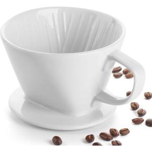imageDOWAN Pour Over Coffee Maker NonElectric Pour Over Coffee Dripper Manual Brew Maker Single Cups Porcelain Slow Brewing Accessories for GiftsWhiteWhite