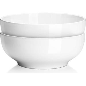 imageDOWAN Soup Bowls Ramen Bowl for Noodle 39 Ounce large Cereal Bowls for Kitchen 7 Inches Centerpiece Bowls Microwave and Dishwasher Safe White95 inches