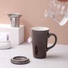 imageDOWAN Brown 17oz Large Tea Infuser Mug with Insulated Double Wall Ceramic Tea Steeping Mug Color Changing