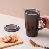 imageDOWAN Brown 17oz Large Tea Infuser Mug with Insulated Double Wall Ceramic Tea Steeping Mug Color Changing