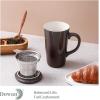 imageDOWAN Brown 17oz Large Tea Infuser Mug with Insulated Double Wall Ceramic Tea Steeping Mug Color Changing
