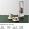 imageDOWAN Brown Porcelain Espresso Cups 12 Pcs 28 oz 85mL Stackable with Saucers and Metal Stand Perfect for Espresso Coffee Latte Cafe Mocha