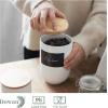imageDOWAN Coffee Canister for Ground Coffee 32 OZ 950 ML Kitchen Canisters with Airtight Lid ampamp Chalkboard Farmhouse White Ceramic Canisters Food Storage Containers for Coffee Sugar Tea Salt