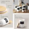 imageDOWAN Coffee Canister for Ground Coffee 60 OZ 1800 ML Kitchen Canisters with Airtight Lid ampamp Chalkboard Farmhouse White Ceramic Canisters Food Storage Containers for Coffee Sugar Tea Salt