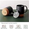 imageDOWAN Coffee Mugs 15 oz Mug Set of 2 Large Ceramic Coffee Mug with Cork Bottom and Spill Proof Lid for Mom Dad Big Mug for Latte Tea Matte GreyBlack
