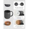 imageDOWAN Coffee Mugs 15 oz Mug Set of 2 Large Ceramic Coffee Mug with Cork Bottom and Spill Proof Lid for Mom Dad Big Mug for Latte Tea Matte GreyMatte Grey