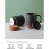 imageDOWAN Coffee Mugs 15 oz Mug Set of 2 Large Ceramic Coffee Mug with Cork Bottom and Spill Proof Lid for Mom Dad Big Mug for Latte Tea Matte GreyMatte Grey