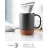 imageDOWAN Coffee Mugs 15 oz Mug Set of 2 Large Ceramic Coffee Mug with Cork Bottom and Spill Proof Lid for Mom Dad Big Mug for Latte Tea Matte GreyMatte Grey