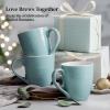imageDOWAN Coffee Mugs 17 Oz Coffee Mug Set of 6 Corrugated Tea Mugs BrownTurquoise