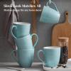 imageDOWAN Coffee Mugs 17 Oz Coffee Mug Set of 6 Corrugated Tea Mugs BrownTurquoise