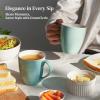 imageDOWAN Coffee Mugs 17 Oz Coffee Mug Set of 6 Corrugated Tea Mugs BrownTurquoise