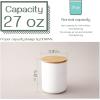 imageDOWAN Kitchen Canisters Coffee Storage Jar 27 Oz Ceramic Food Storage Jar with Wood Lids Coffee Container for Coffee Bean Tea Sugar Nuts Candy Spices Snacks