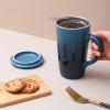 imageDOWAN Large Blue Color Changing Tea Steeping Mug with Infuser Lid and Strainer for Loose Tea
