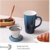 imageDOWAN Large Blue Color Changing Tea Steeping Mug with Infuser Lid and Strainer for Loose Tea