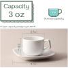 imageDOWAN Porcelain Espresso Cups with Saucers 3 oz Coffee Cup and Saucer Set White Set of 4