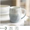 imageDOWAN Porcelain Mugs Set of 4 14 oz Ceramic Coffee Cups With Large Handle for Coffee Tea Milk Cocoa  Light Blue ampamp White Gift for Birthday Christmas