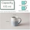 imageDOWAN Porcelain Mugs Set of 4 14 oz Ceramic Coffee Cups With Large Handle for Coffee Tea Milk Cocoa  Light Blue ampamp White Gift for Birthday Christmas