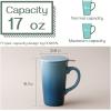imageDOWAN Tea Mug with Infuser and Lid 17 Ounces Tea Infuser Mug Porcelain Tea Cup for Steeping Gradient Turkish Blue